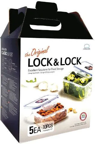 סט 5 קופסאות אחסון הרמטיות של Lock & Lock באריזת מתנה