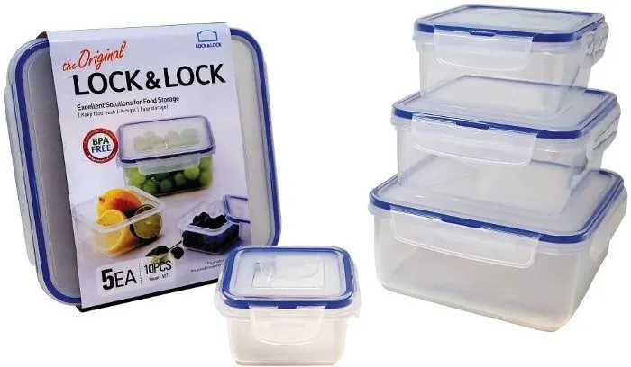 סט 5 קופסאות אחסון הרמטיות של Lock & Lock