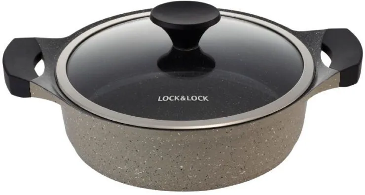 סוטז' 32 ס"מ מסדרת STONE מבית Lock&Lock עם תחתית אינדוקציה בציפוי אבן שיש
