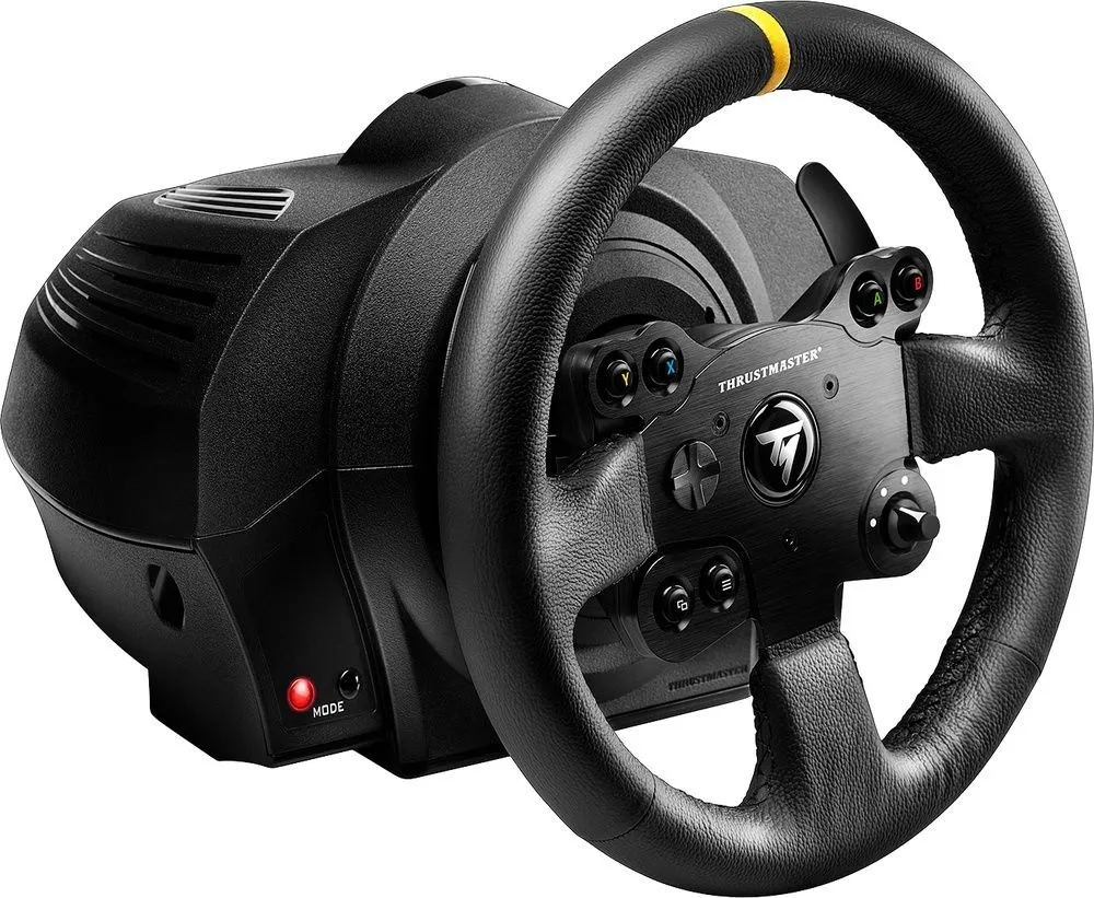 הגה מירוצים כולל דוושות Thrustmaster TX-RW Leather Edition Feedback לאקסבוקס ONE ולמחשב PC