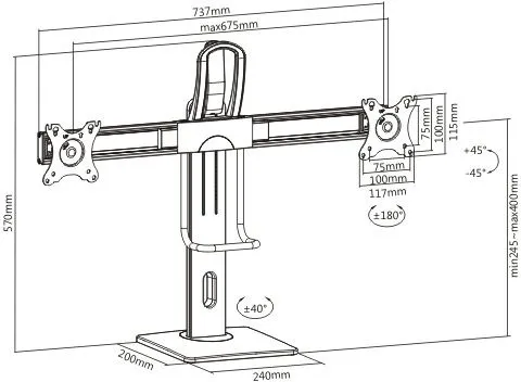 זרוע שולחנית כפולה למסכי מחשב בגודל 17"-27" אינץ' Lumi LDT41-T02