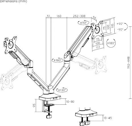 זרוע כפולה למסכי מחשב בגודל 17"-40" אינץ' Lumi LDT94-C024