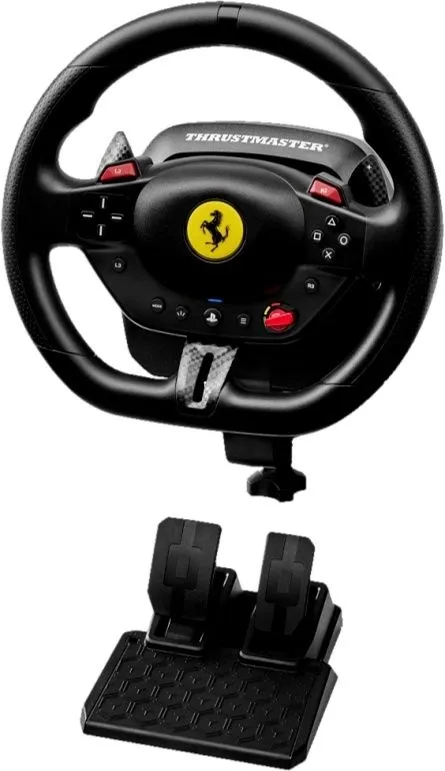 סט הגה ודוושות לסימולטורי מרוצים דגם T98 Ferrari 296 GTS מבית Thrustmaster – מתאים ל-Xbox/PC
