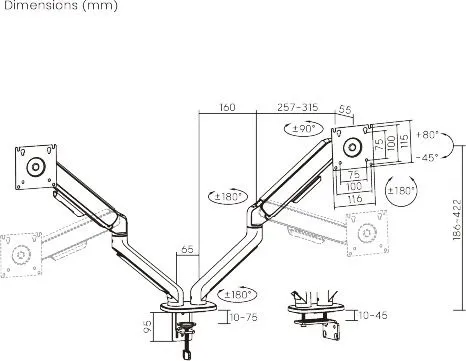 זרוע כפולה למסכי מחשב בגודל 17"-32" אינץ' Lumi LDT108-C024
