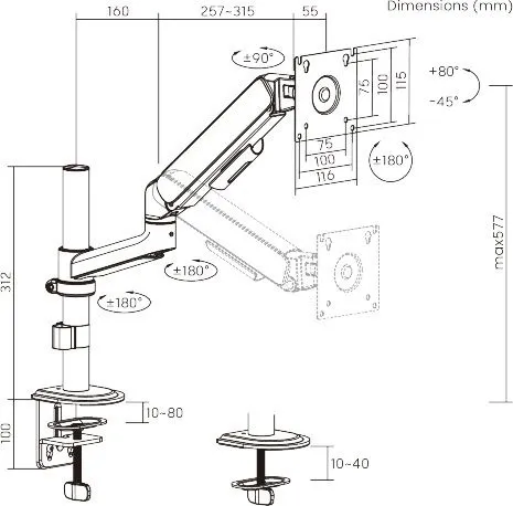 זרוע למסך מחשב בגודל 17"-32" אינץ' Lumi LDT108-C012P