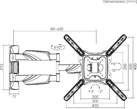 מתקן תלייה לטלויזיה בגודל 23"-65" אינץ' Lumi LPA50-443AL