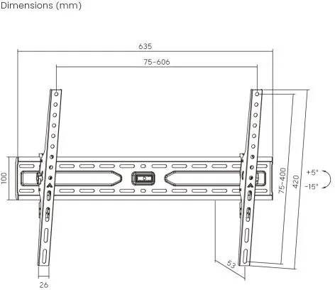 מתקן תלייה לטלויזיה בגודל 37"-86" אינץ' Lumi KL36-46T