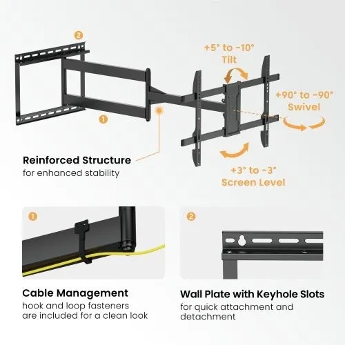 זרוע ארוכה במיוחד למסכי טלויזיה בגודל 43"-80" אינץ' Lumi LPA84-463XL