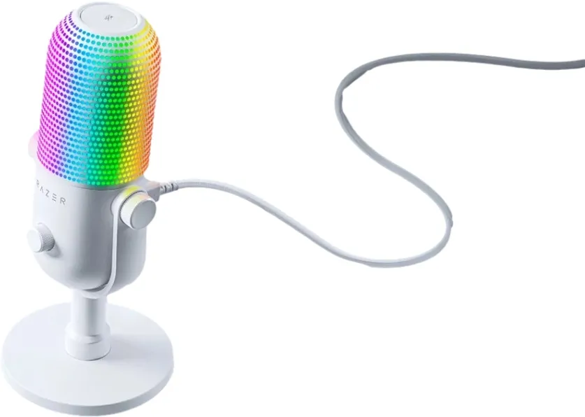 מיקרופון קונדנסר עם תאורת RGB לגיימרים עם תאורת Razer Seiren V3 Chroma – צבע לבן