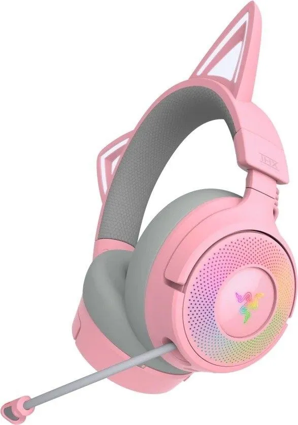 אוזניות גיימינג אלחוטיות Razer Kraken Kitty V3 Pro בצבע Quartz