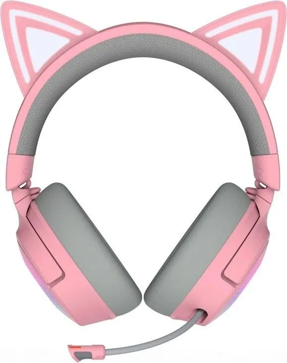 אוזניות גיימינג אלחוטיות Razer Kraken Kitty V3 Pro בצבע Quartz