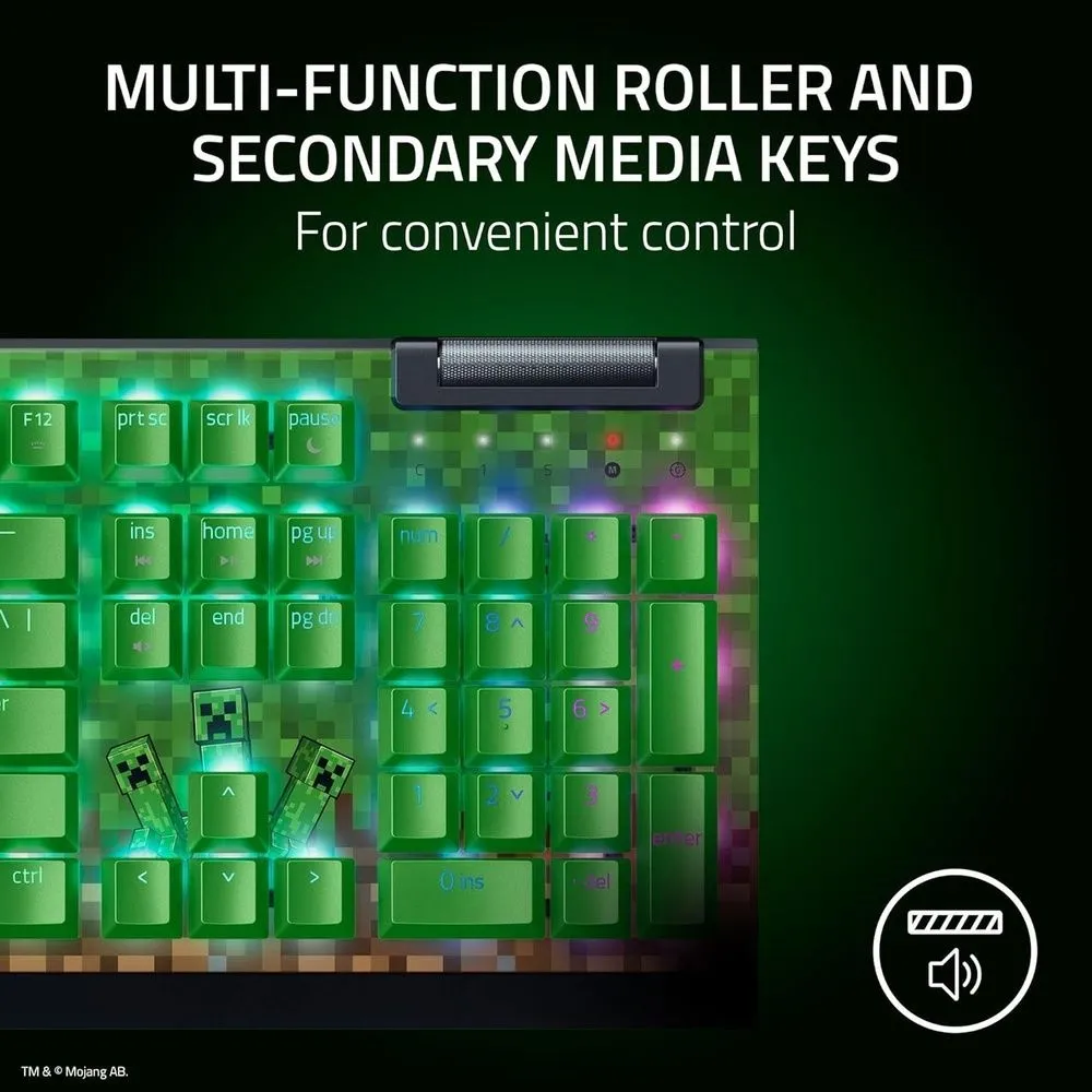 מקלדת גיימינג מכנית Razer Blackwidow V4 X Minecraft Edition