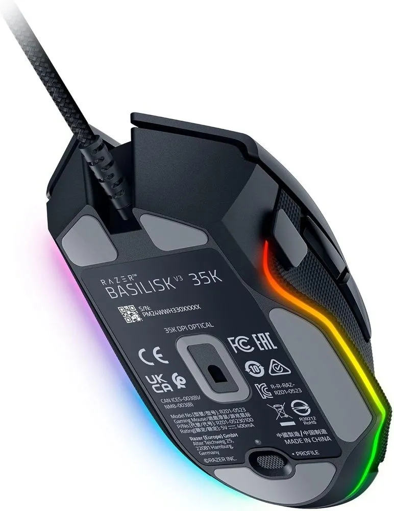 עכבר גיימינג ארגונומי אלחוטי Razer Basilisk V3 Pro 35K – שחור