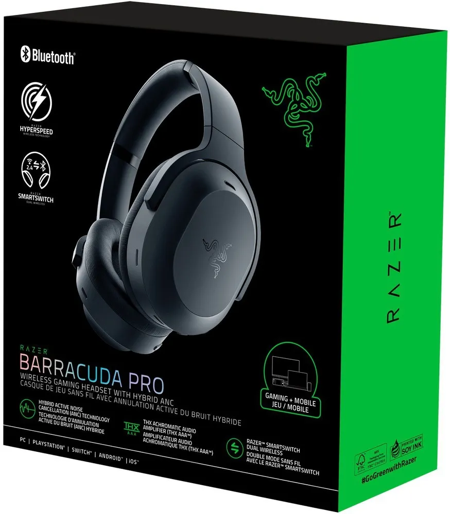 אוזניות גיימינג אלחוטיות Razer Barracuda Pro Black