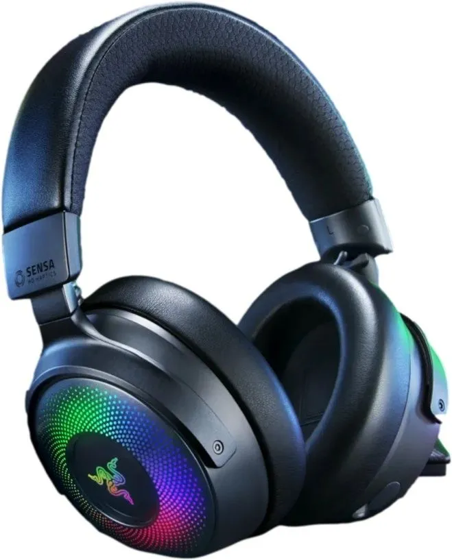 אוזניות גיימינג אלחוטיות עם יחידת שליטה Razer Kraken V4 Pro בצבע שחור