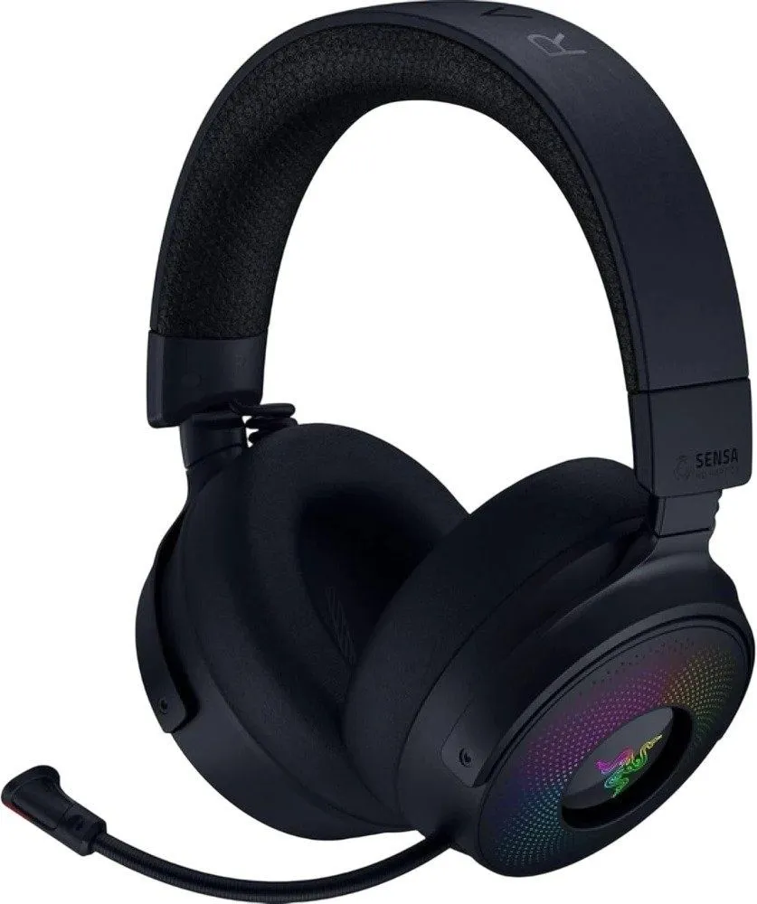אוזניות גיימינג אלחוטיות עם יחידת שליטה Razer Kraken V4 Pro בצבע שחור