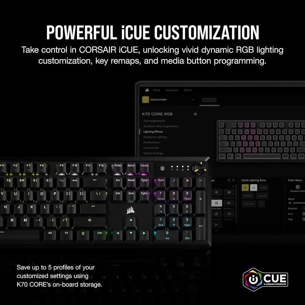 מקלדת גיימינג מכנית חוטית Corsair K70 Core RGB