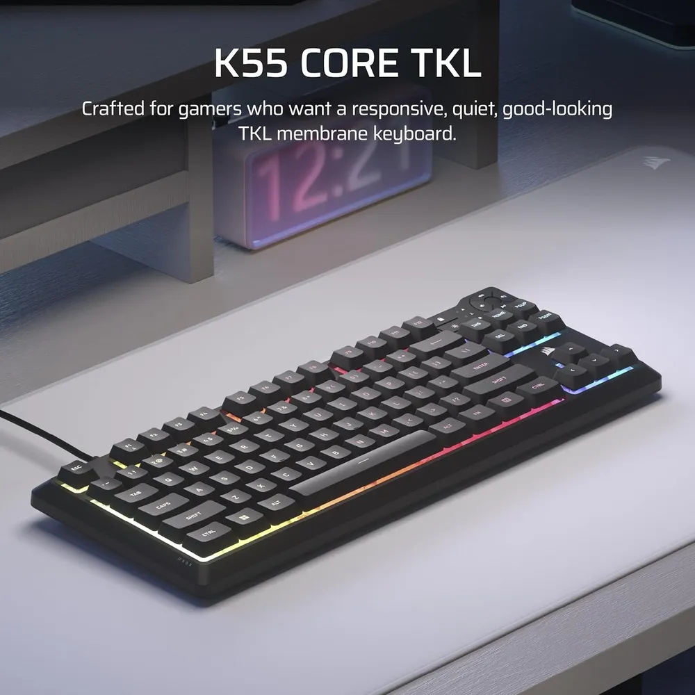 מקלדת גיימינג חוטית Corsair K55 Core TKL RGB