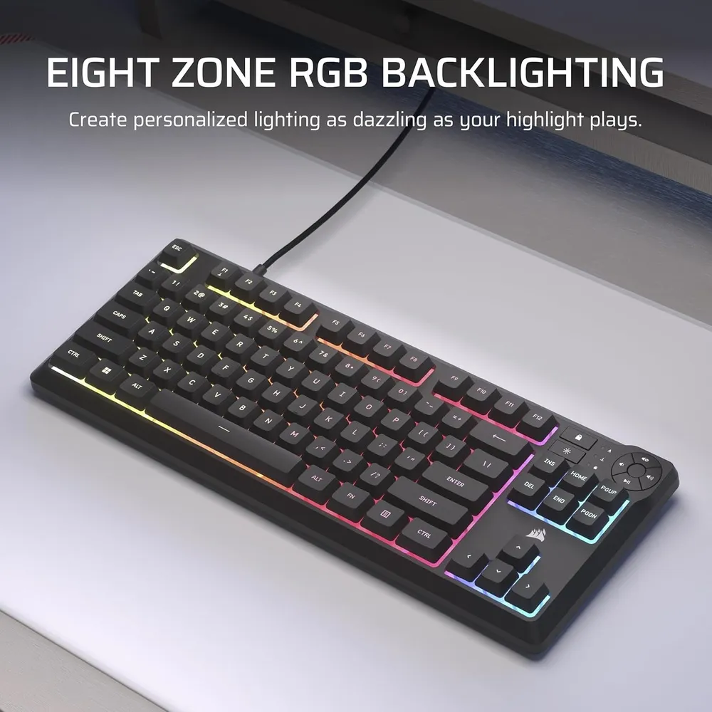 מקלדת גיימינג חוטית Corsair K55 Core TKL RGB