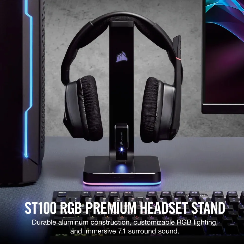 מעמד מואר לאוזניות Corsair Gaming ST100 RGB Premium