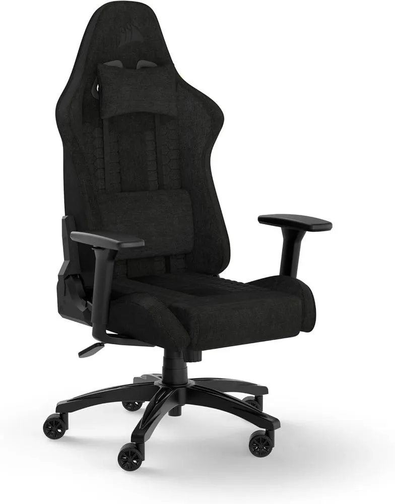 כסא גיימינג Corsair מדגם: TC100 Fabric בצבע שחור/אפור מתכתי עם עומס נשיאה של עד 120 ק"ג