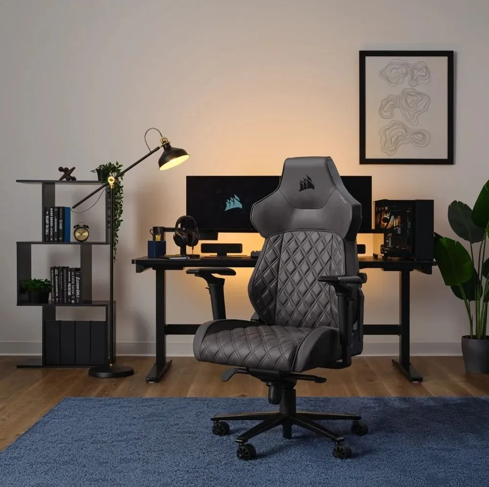 כסא גיימינג Corsair מדגם: TC500 Luxe Shadow בצבע שחור/מטאלי. עם עומס נשיאה של עד 120 ק"ג
