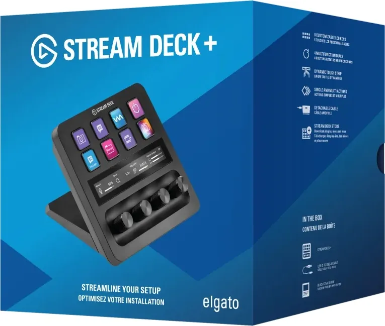 בקר שליטה 8 מקשים עם שליטת סאונד – Elgato Stream Deck Plus -צבע שחור
