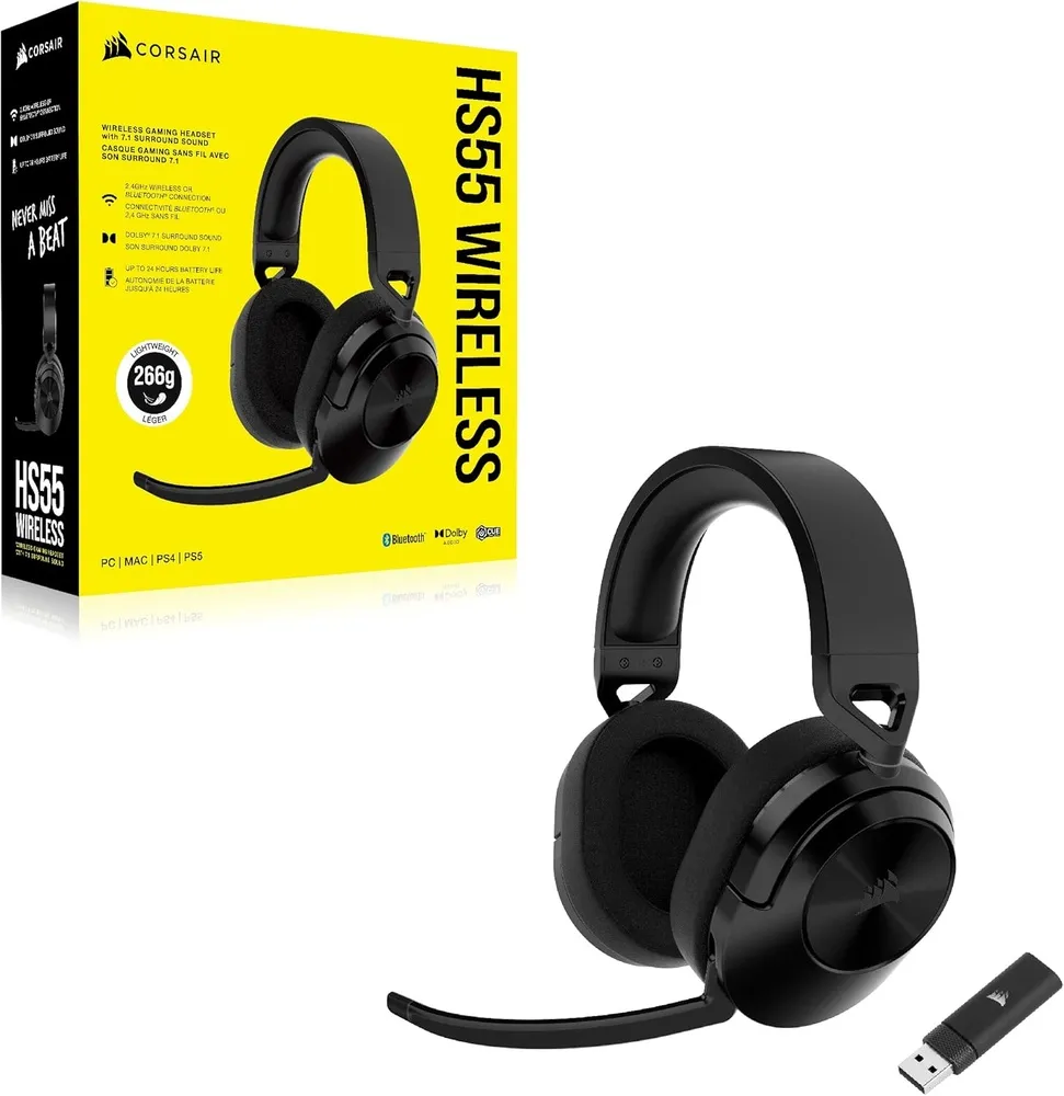 אוזניות גיימינג אלחוטיות – Corsair Hs55 Wireless Core