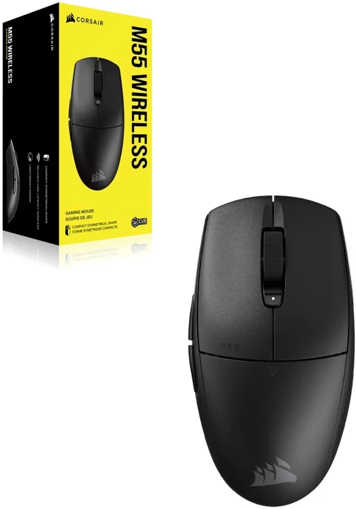 עכבר גיימינג אלחוטי Corsair M55 Wireless – עיצוב סימטרי מדויק עם סוללה עוצמתית