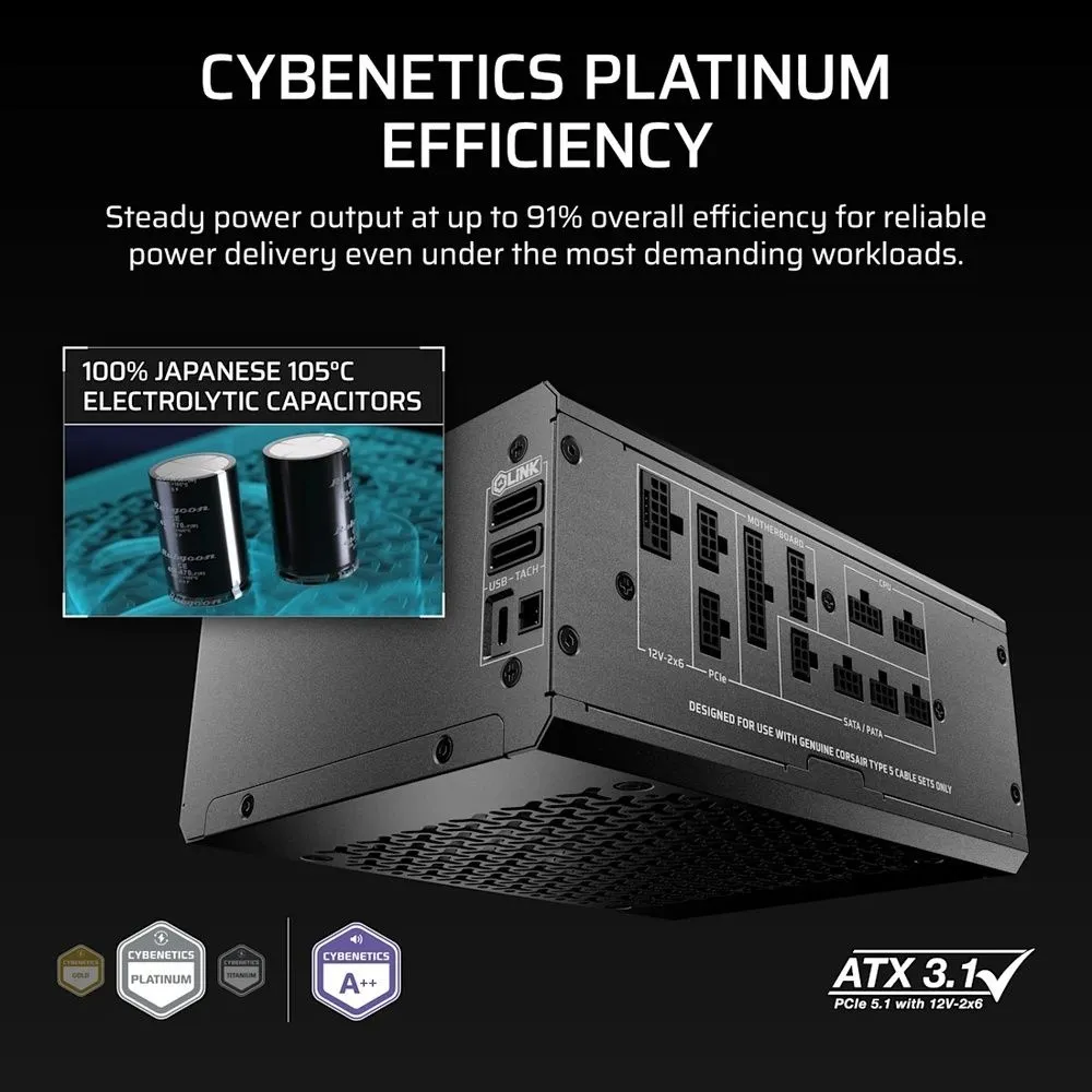 ספק כוח Corsair HX1200i Shift Fully Modular 1200W Cybenetics Platinum