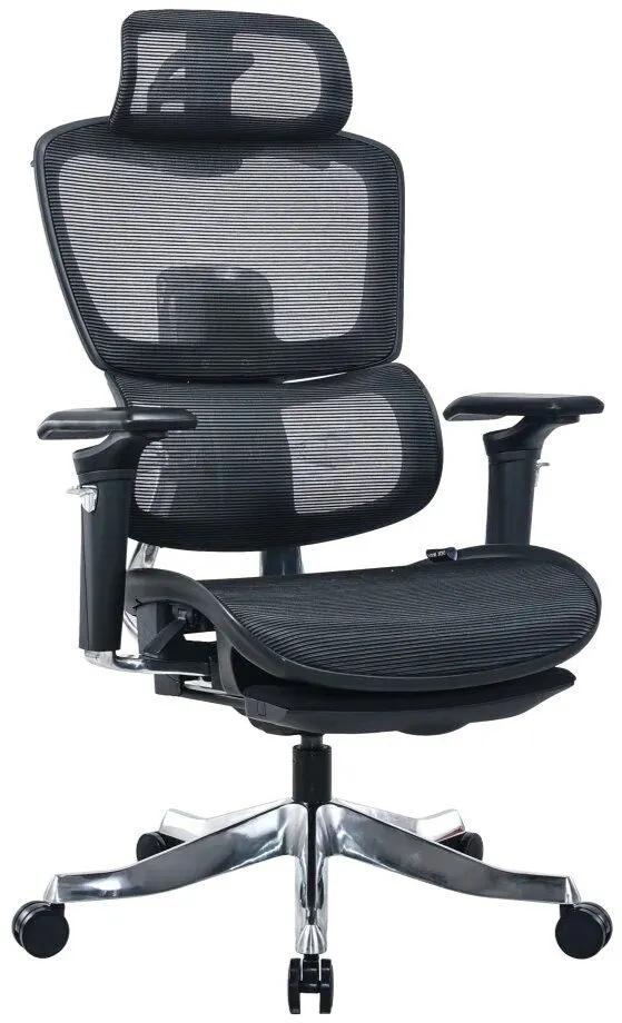 כסא מנהלים ארגונומי עם משענת לרגליים Miracase MWMS300 בצבע שחור עם מסגרת אפורה