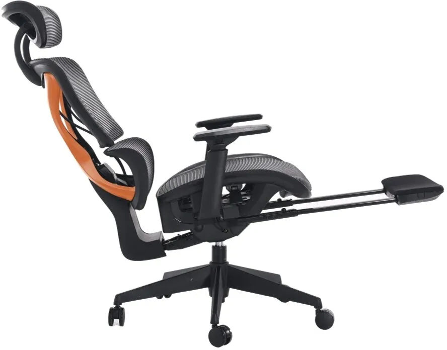 כסא מנהלים ארגונומי עם משענת לרגליים Miracase MWMS200 בצבע שחור עם מסגרת כתומה