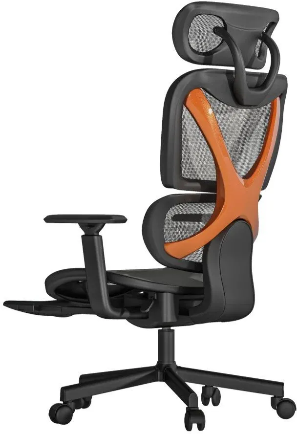 כסא מנהלים ארגונומי עם משענת לרגליים Miracase MWMS200 בצבע שחור עם מסגרת כתומה