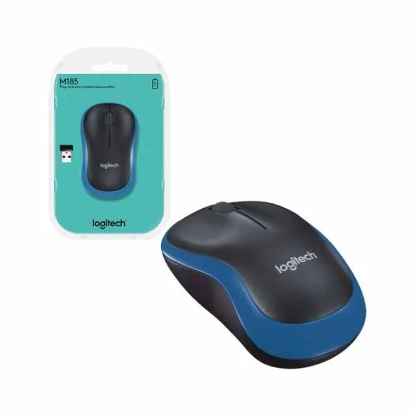 עכבר אלחוטי בצבע שחור – כחול Logitech M185