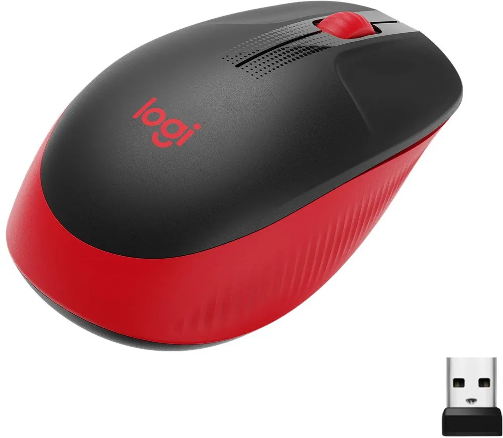 עכבר אלחוטי בצבע אדום Logitech M190
