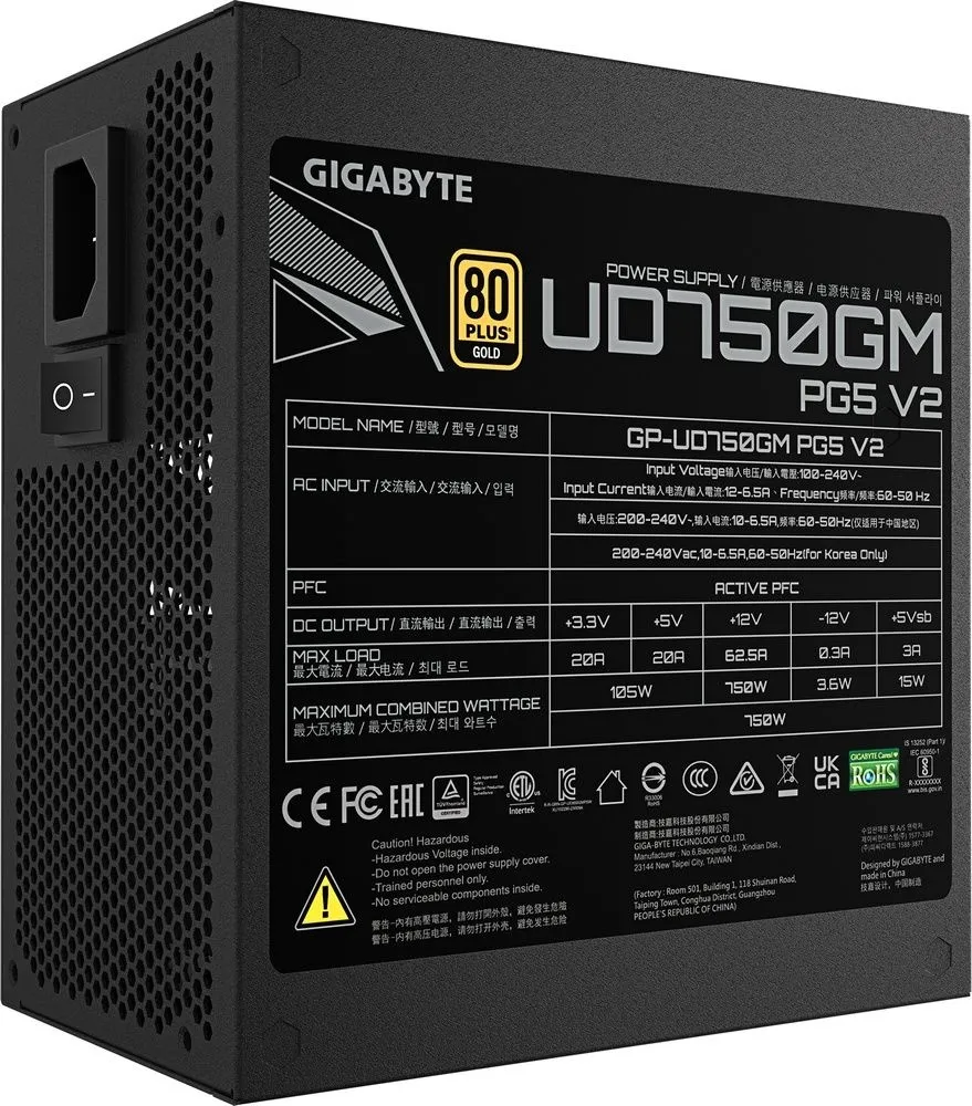 ספק כוח Gigabyte UD750M PG5 V2 750W 80 Plus Gold