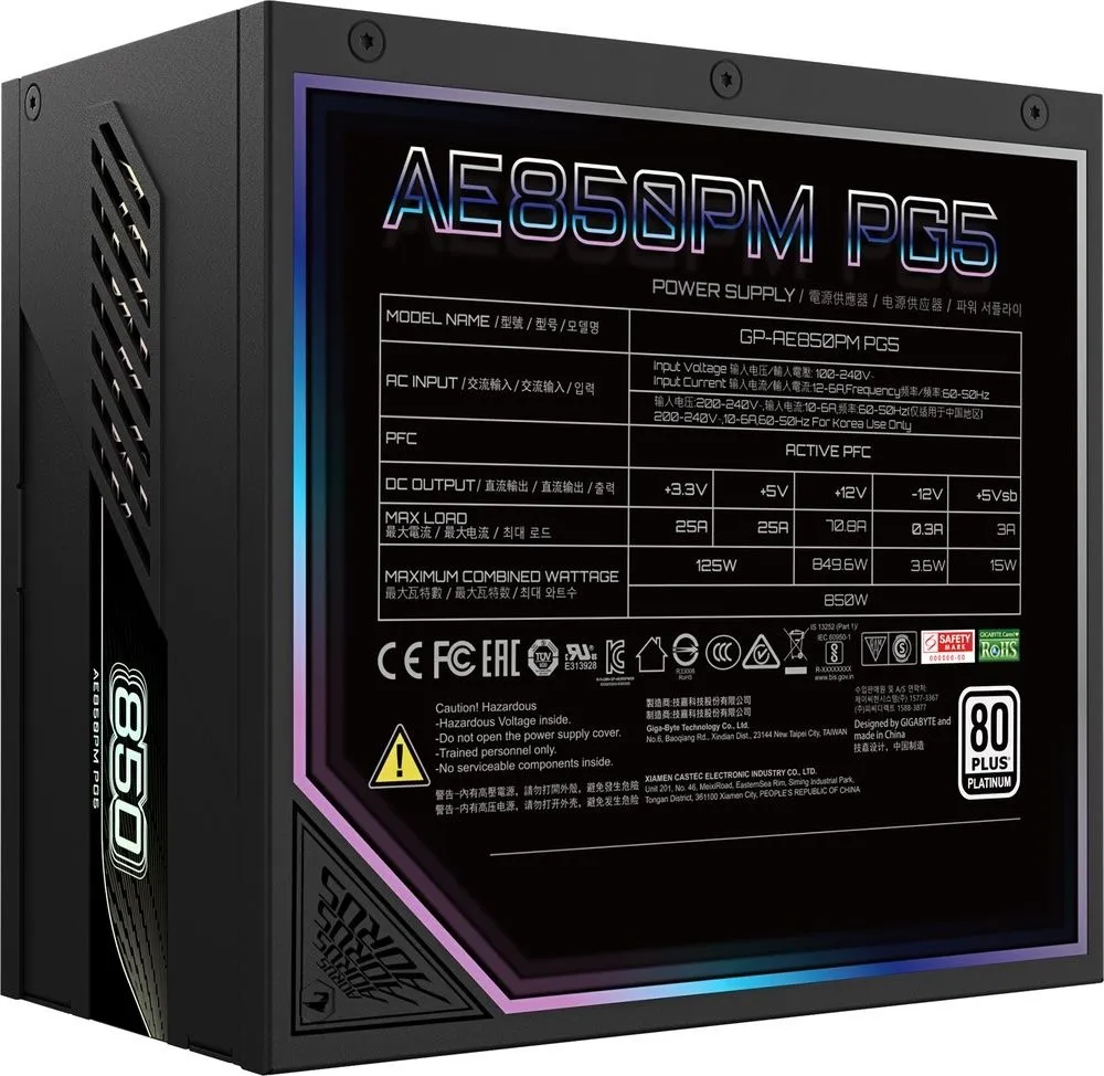 ספק כוח Gigabyte ELITE P850W 850W 80 Plus Platinum