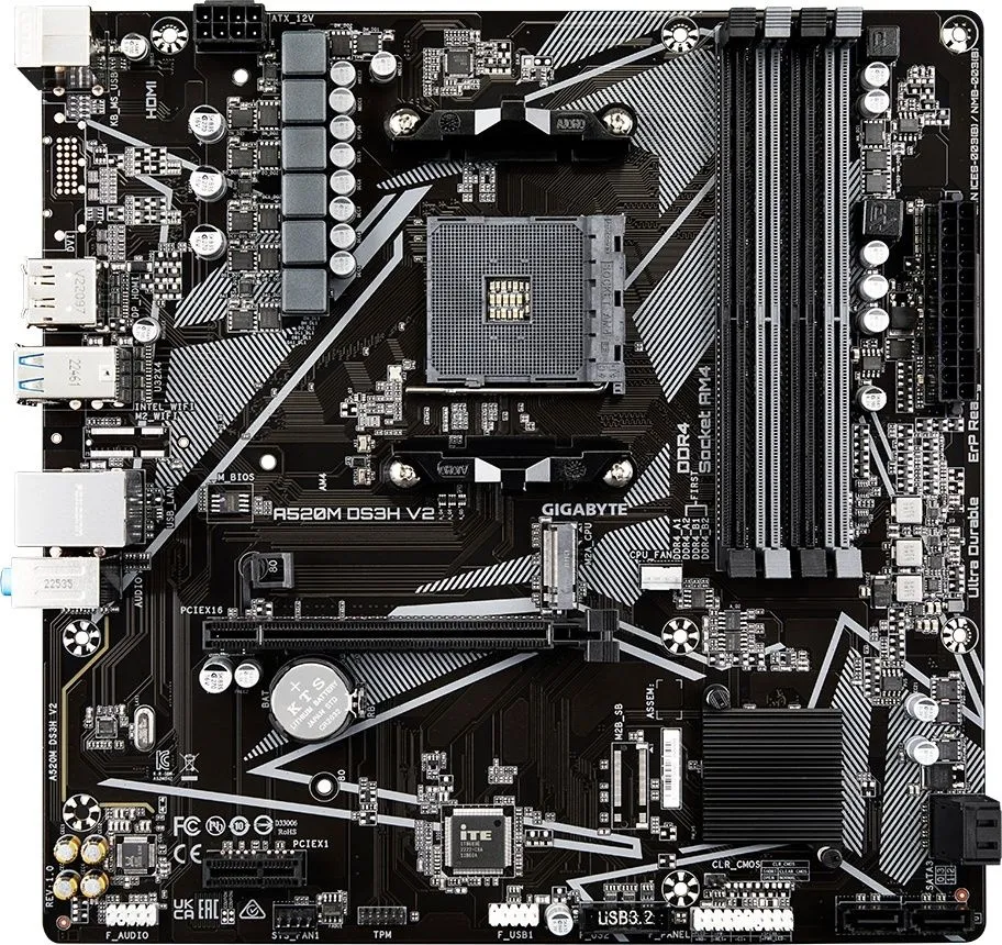 לוח אם Gigabyte A520M DS3H V2 1.0 Micro-ATX AM4