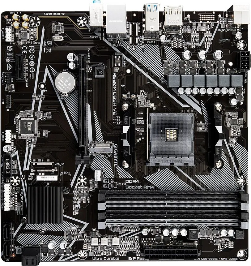 לוח אם Gigabyte A520M DS3H V2 1.0 Micro-ATX AM4