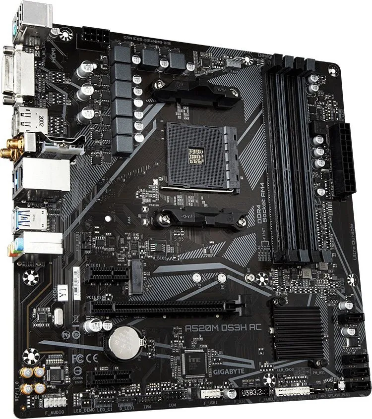 לוח אם Gigabyte A520M DS3H AC 1.4 Micro-ATX