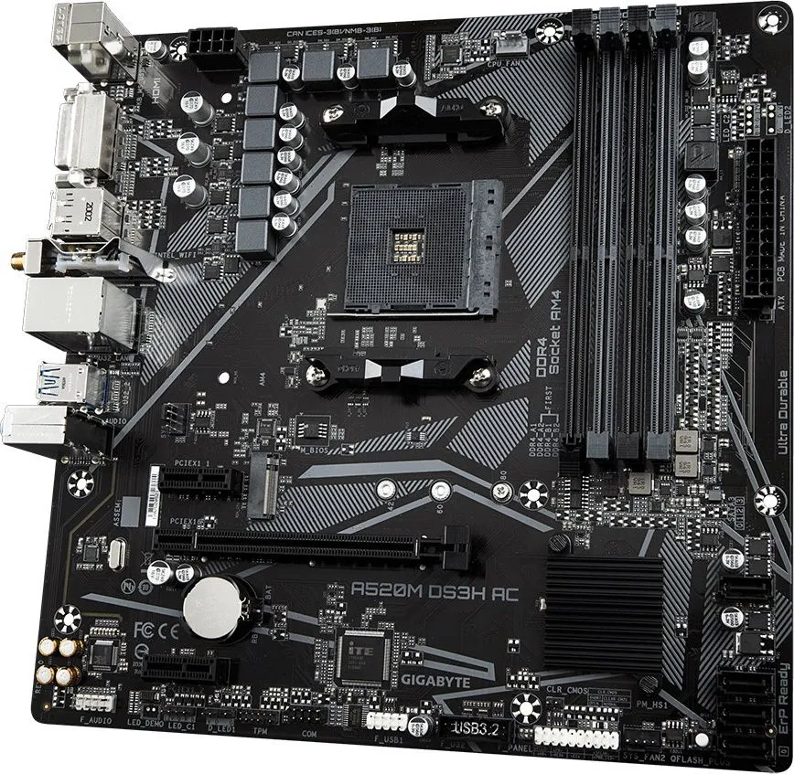 לוח אם Gigabyte A520M DS3H AC 1.4 Micro-ATX