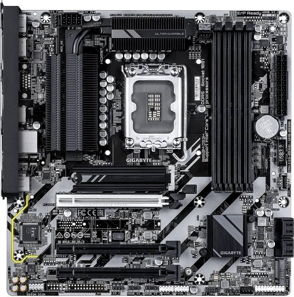 לוח אם Gigabyte B860M DS3H 2.2 Micro-ATX LGA 1851