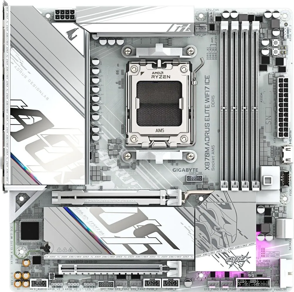 לוח אם Gigabyte X870M A Elite WF7 Ice Micro-ATX AM5