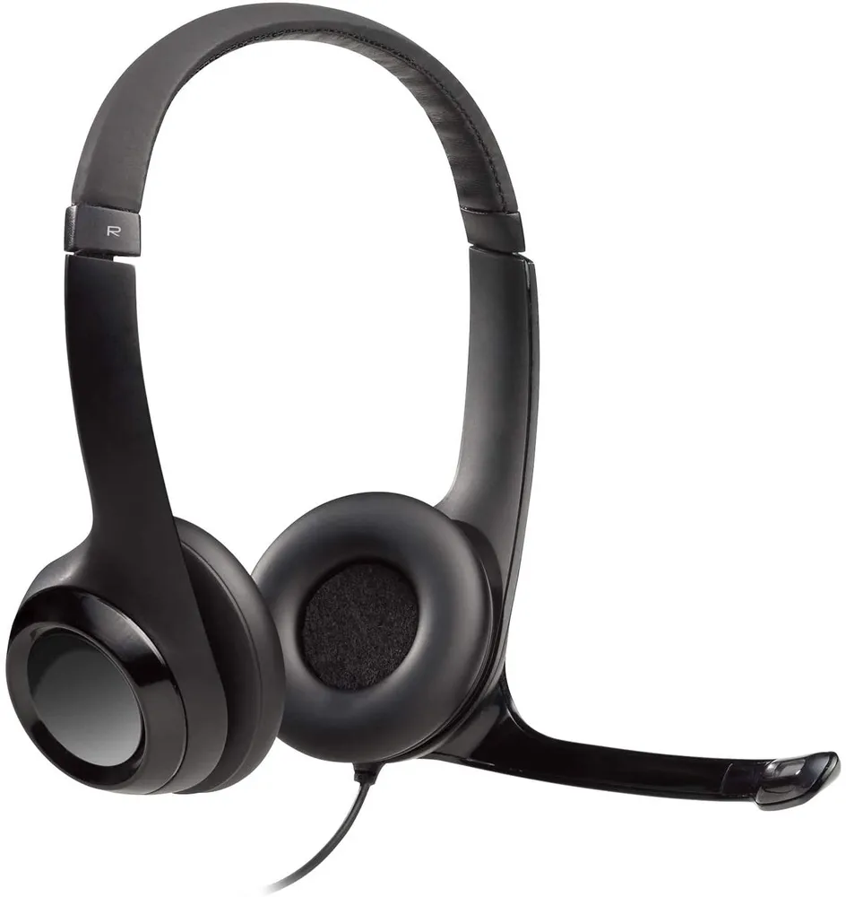 אוזניות קשת חוטיות Logitech H390 בצבע שחור