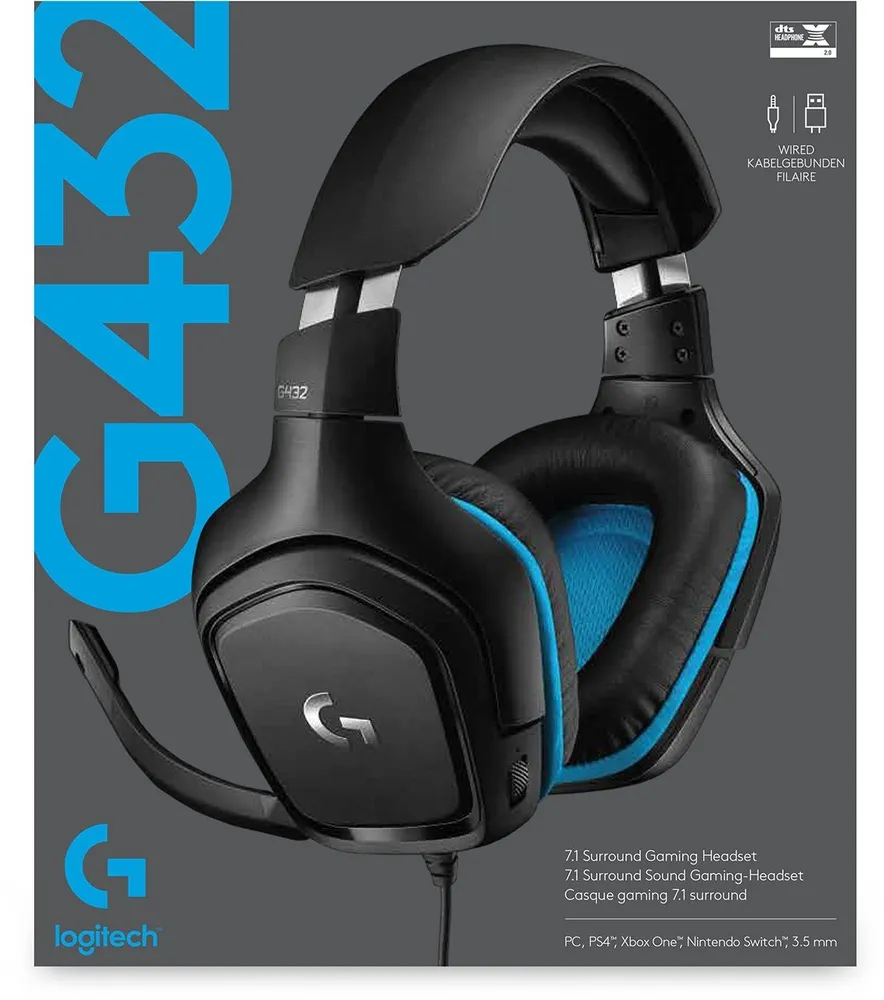 אוזניות גיימינג חוטיות Logitech G432 Black/Blue