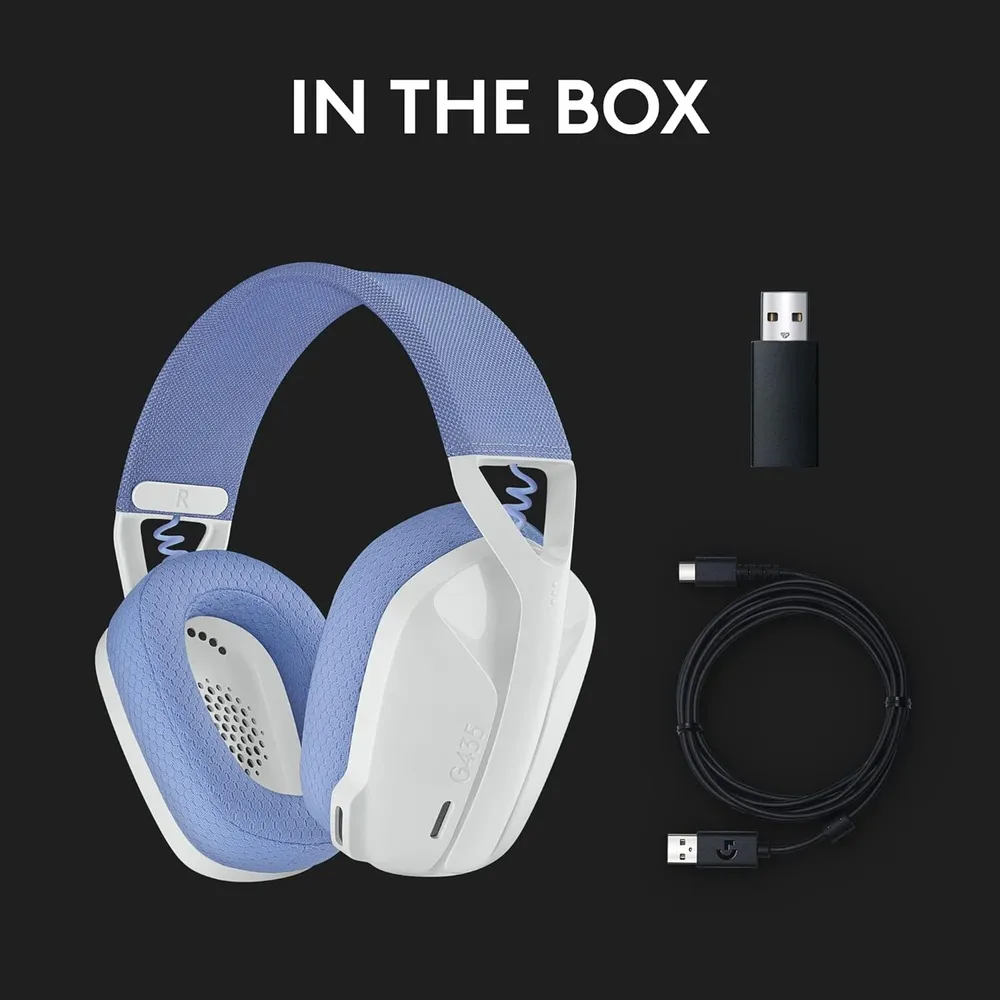 אוזניות גיימינג אלחוטיות Logitech G435 Wireless לבן לילך