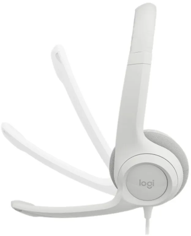 אוזניות קשת חוטיות Logitech H390 בצבע לבן