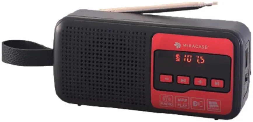 רדיו FM דיגיטלי כולל Bluetooth וטעינה סולארית Miracase 500MFMR – בצבע שחור/אדום