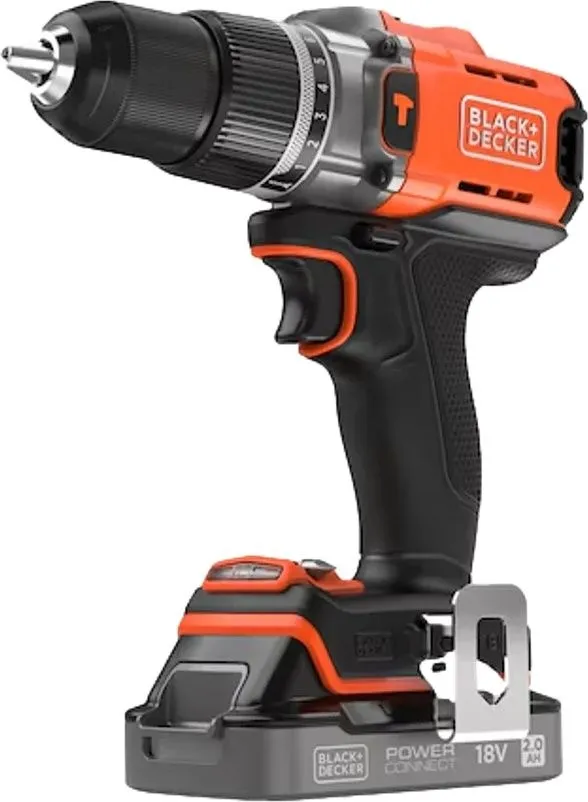 מברגה / מקדחת פוטר רוטטת 18V + סוללת 2Ah + מטען Black+Decker BCD383D1XC-QW