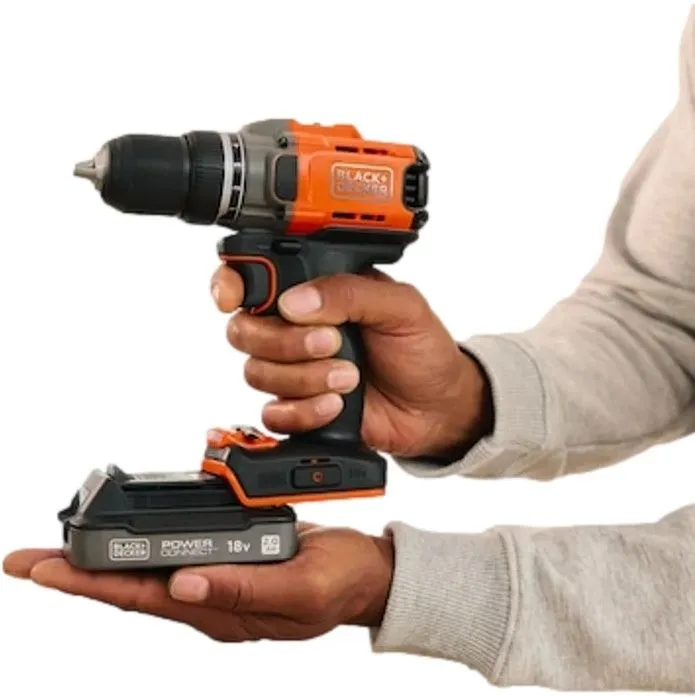 מברגה / מקדחת פוטר 18V + סוללת 2Ah + מטען Black+Decker BCD382D1XC-QW